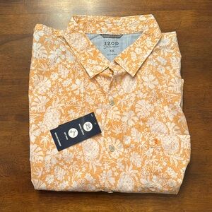 Izod Saltwater orange tropical short sleeve button down shirt XXL